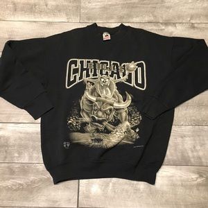 Vintage Fruit of the Loom Chicago Bulls Tasmanian Devil Sweatshirt Jumper Medium